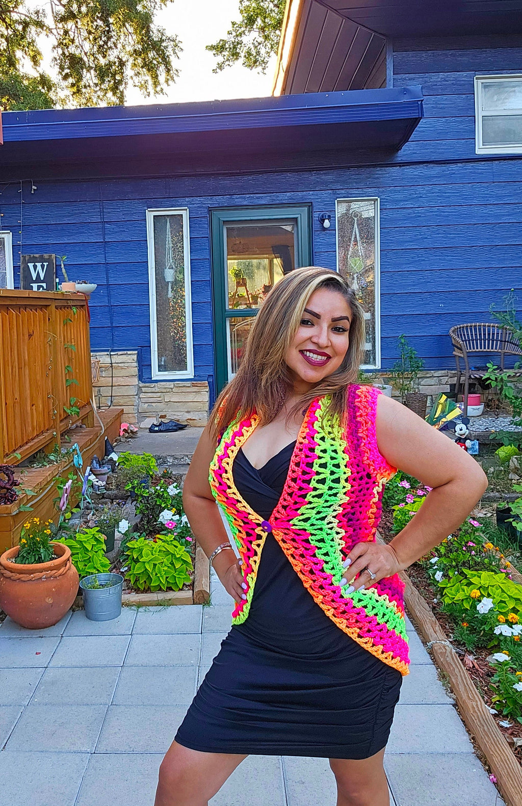 Crochet Neon Boho Vest