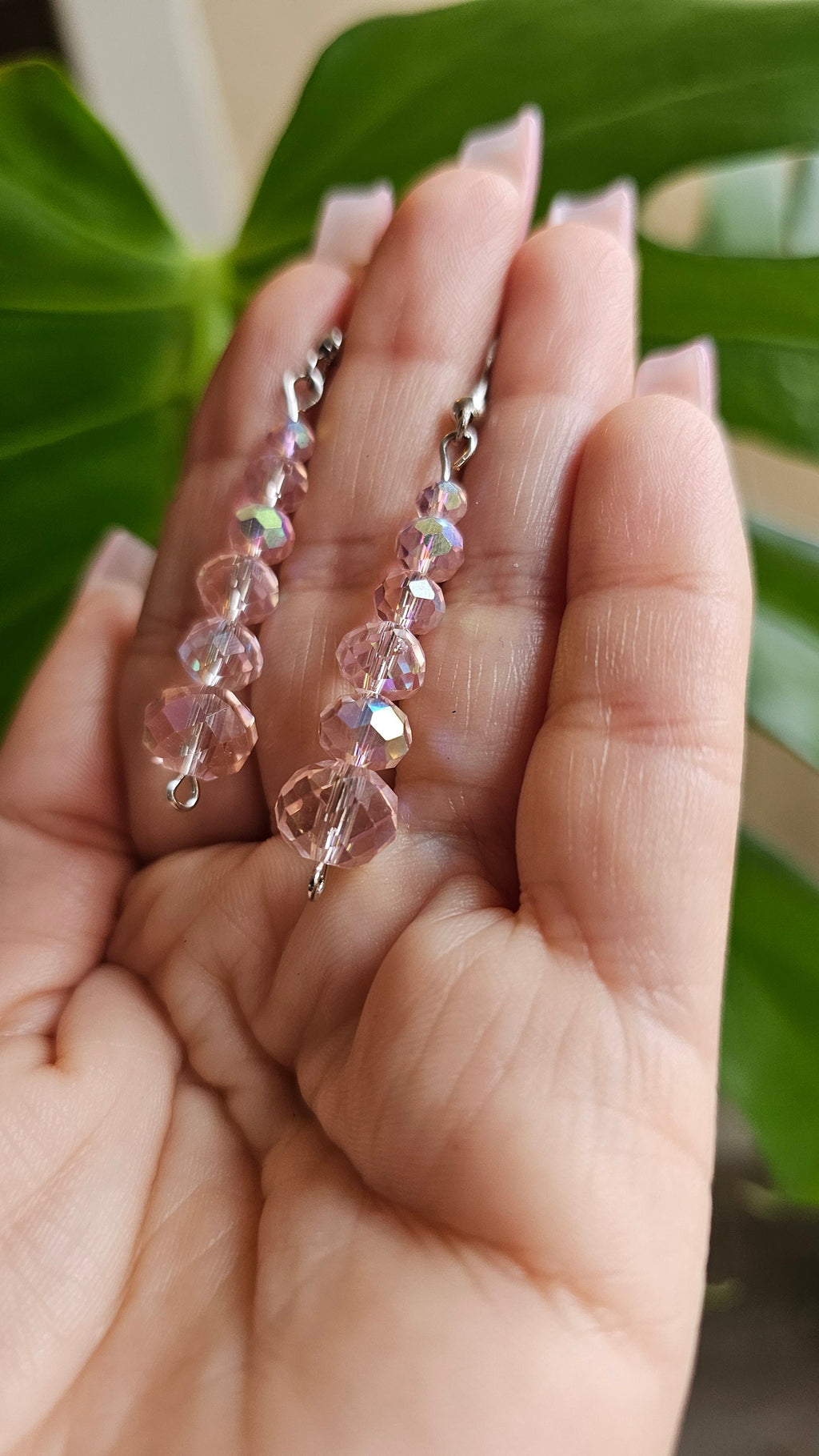 Pink Iridescent Glass Beaded Dangles