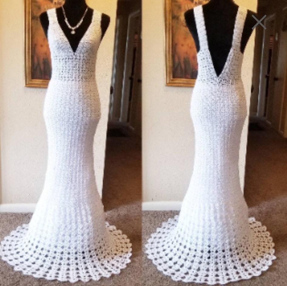 Crochet Wedding Dress with Sequin and Metallic Sparkle