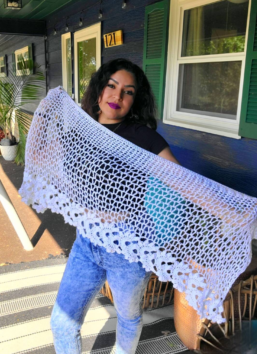 Crochet Wedding Shawl: Iridescent Sequin Sparkle Wrap