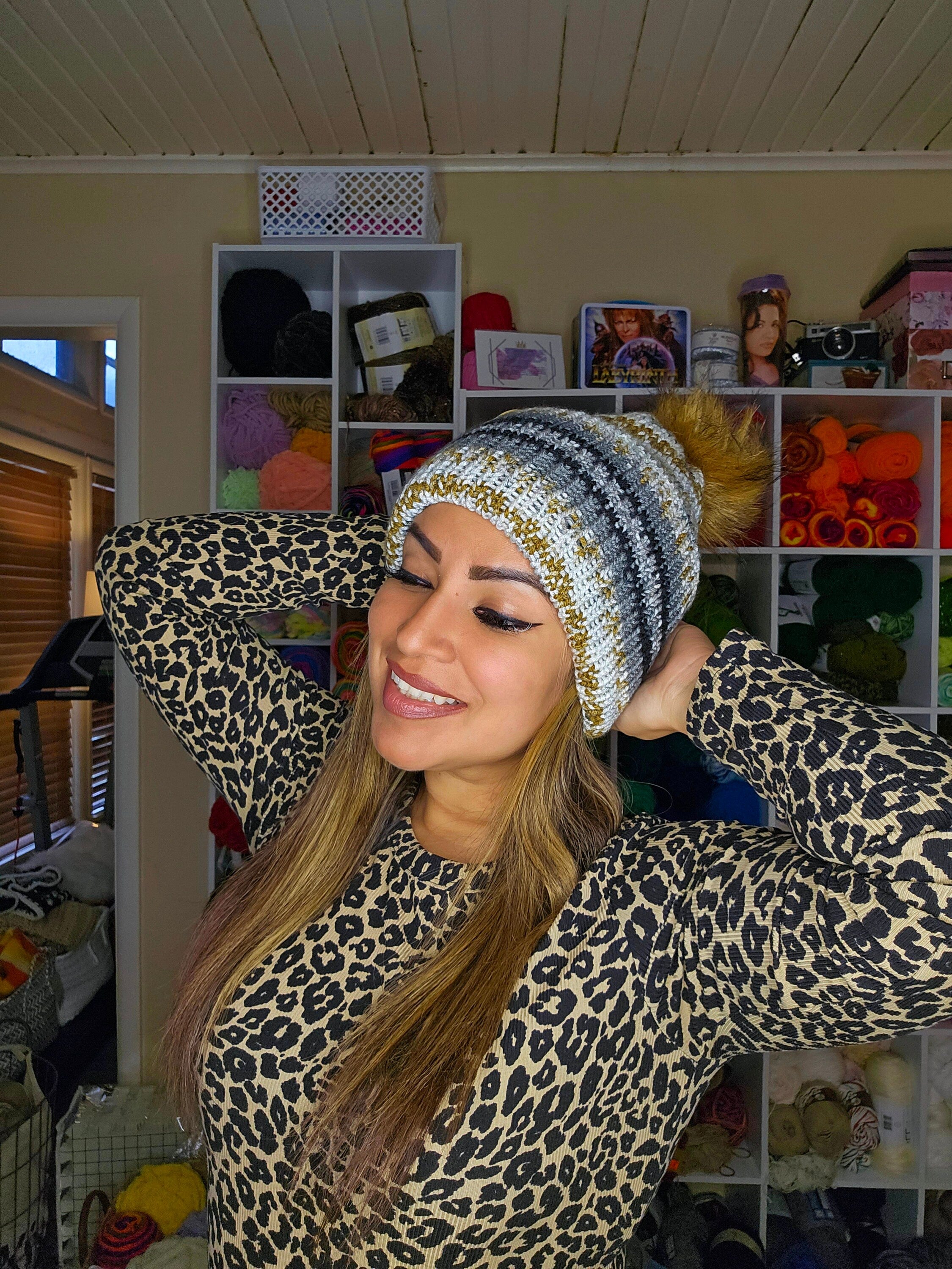 Knit Marbled Beanie: Acrylic Yarn