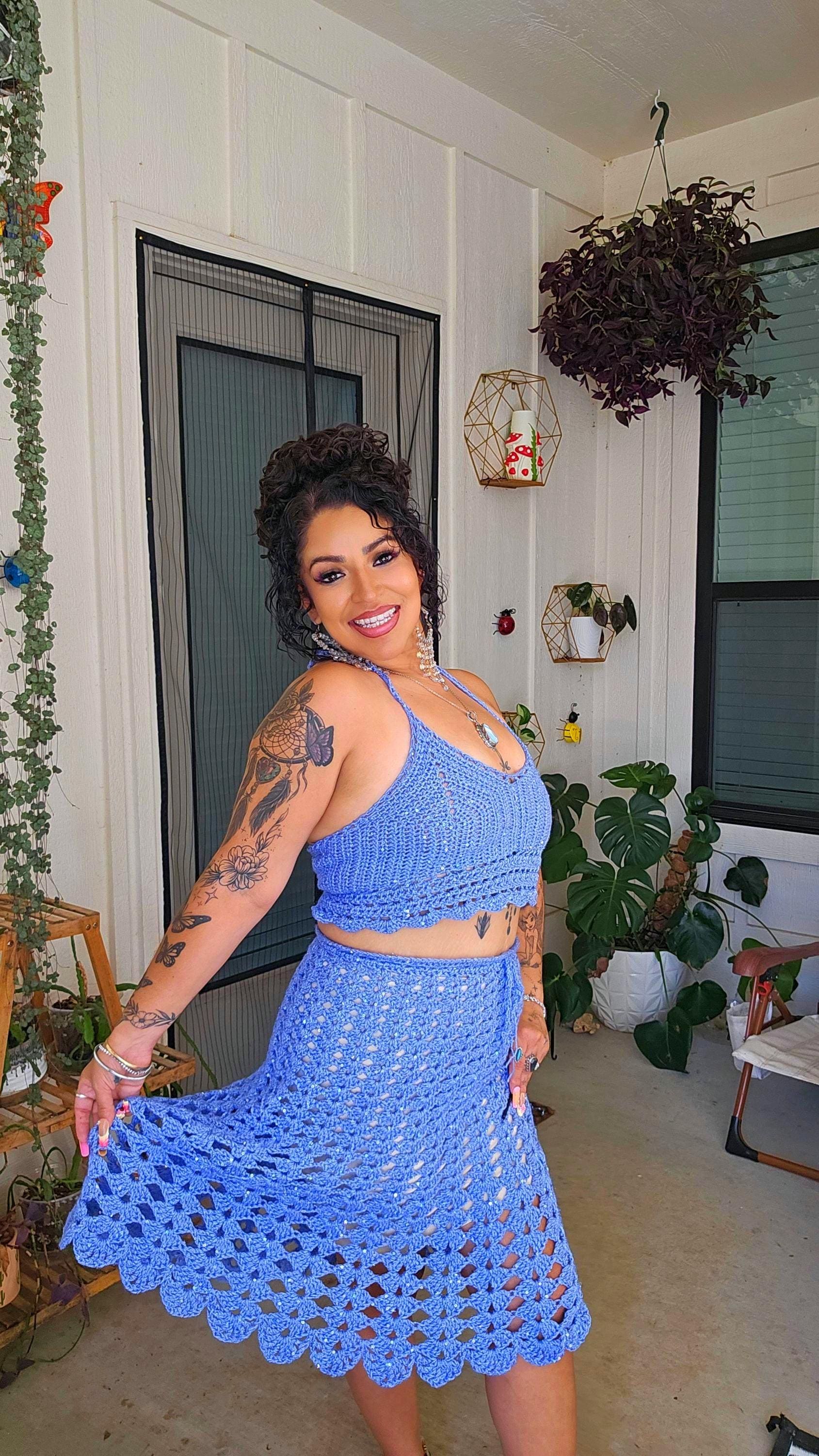 Crochet Periwinkle Set: Women's Medium, Acrylic Yarn