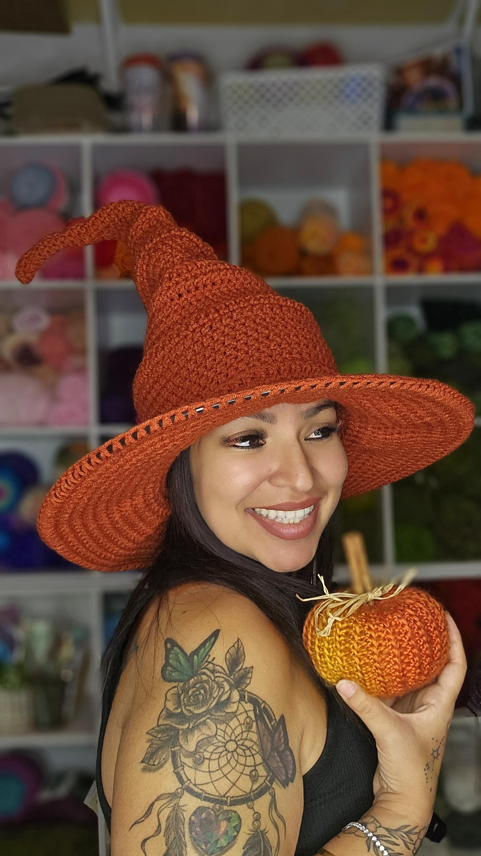 Crochet Slouchy Witch Hat: Terra Cotta Acrylic, Fits Child-Adult