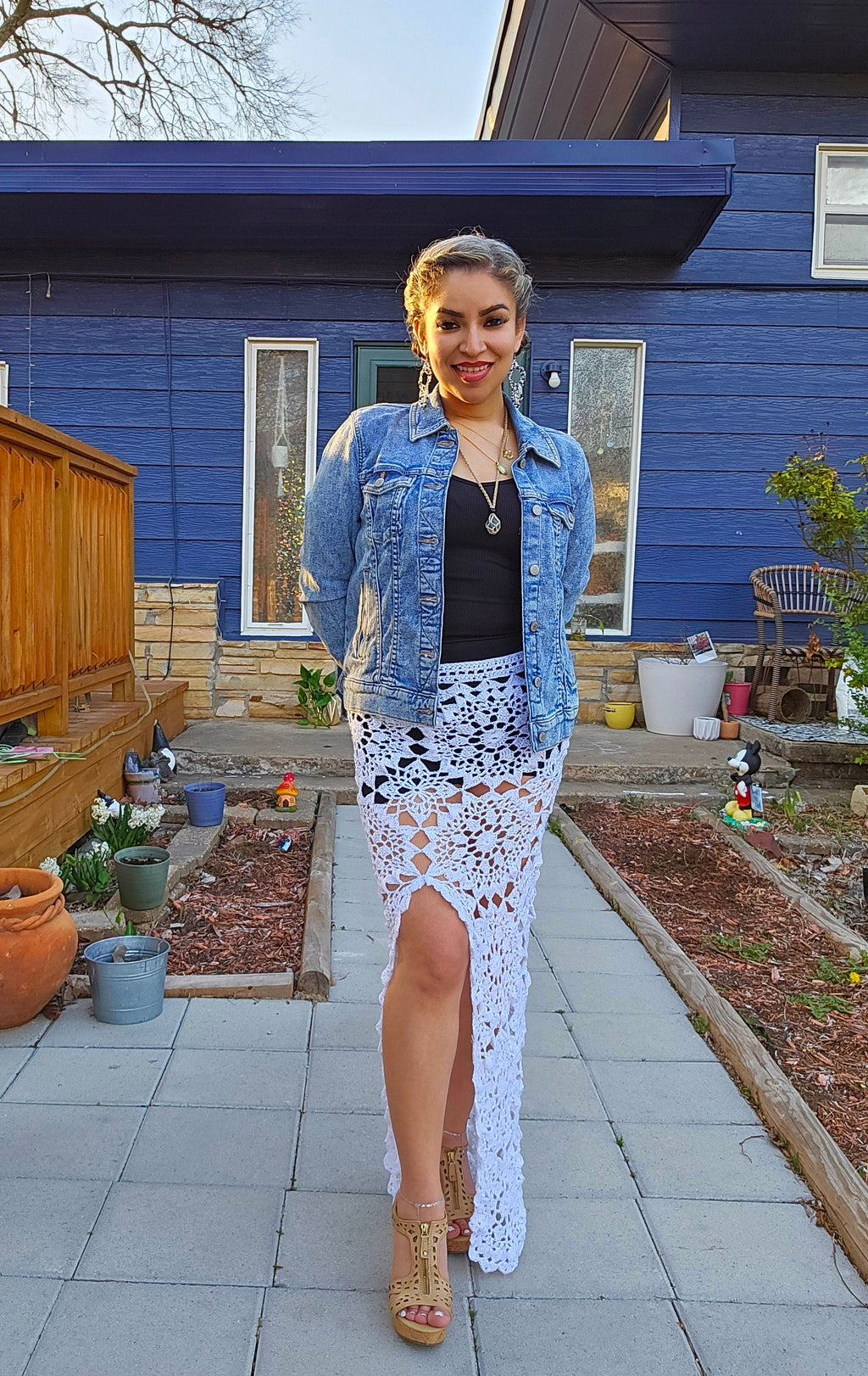 Crochet Sequin Skirt: White Iridescent Acrylic, Size S-M
