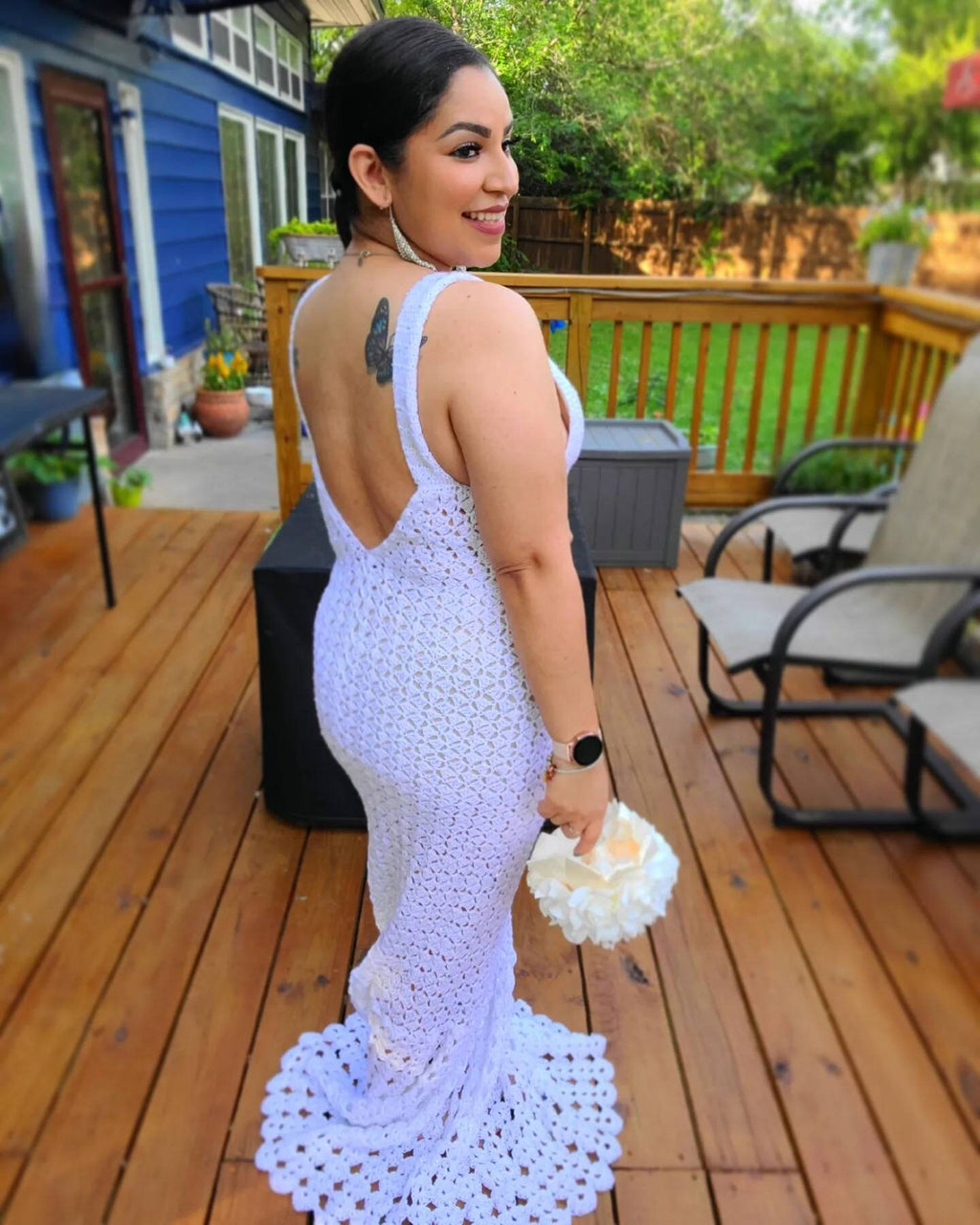 Crochet Wedding Dress with Sequin and Metallic Sparkle