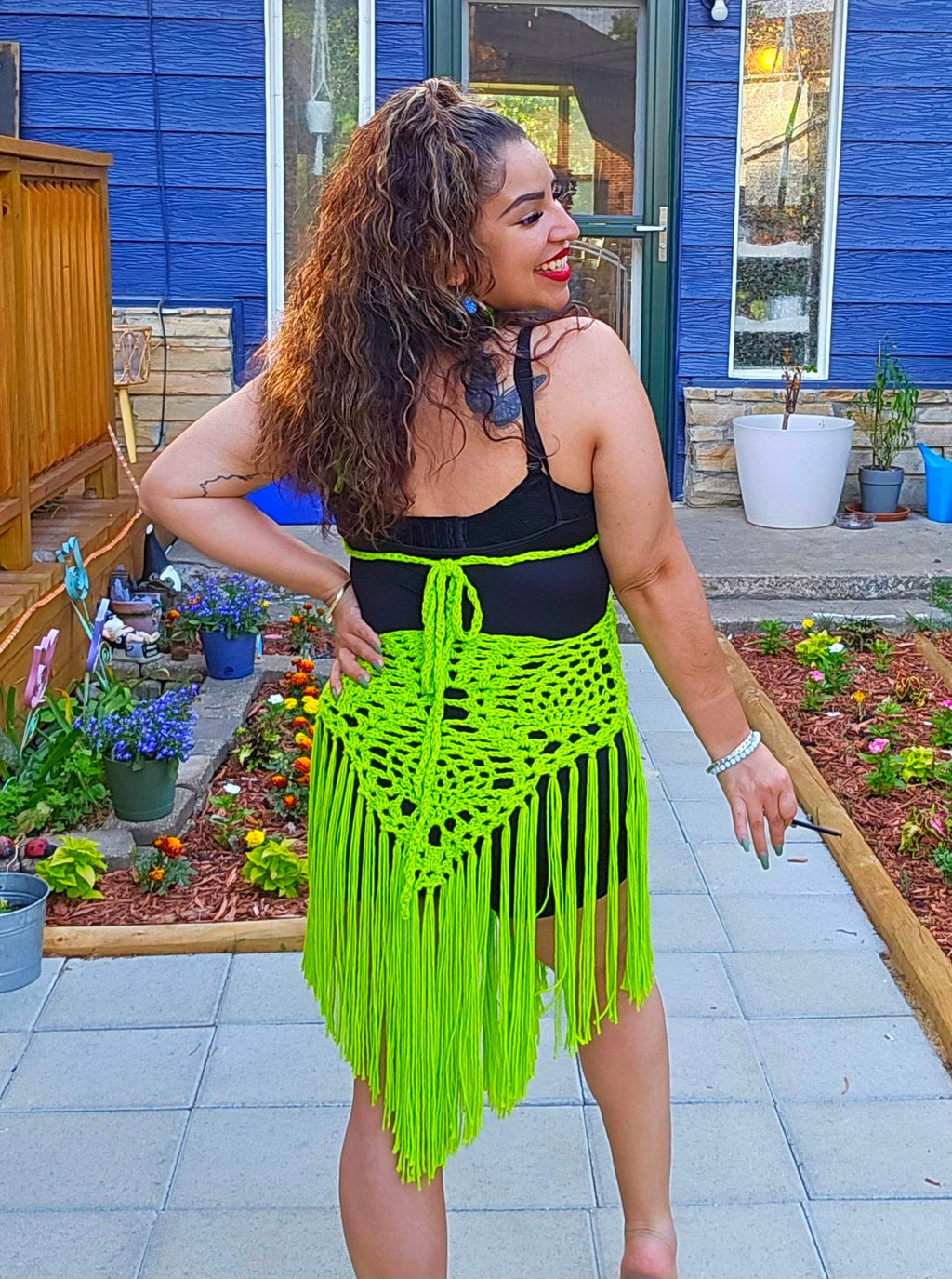 Neon Green Melia Crochet Dress Beach Cover Up