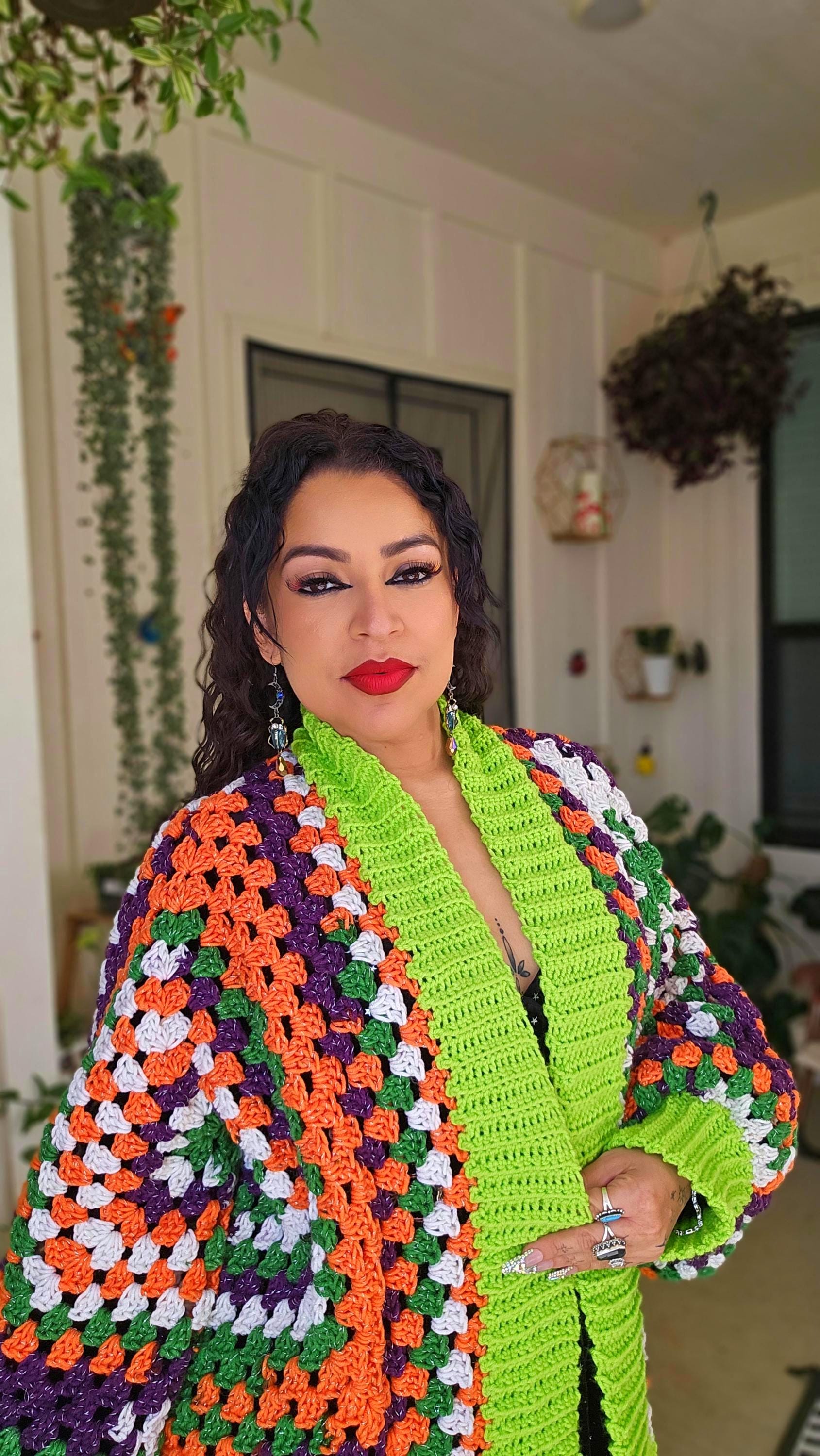 Halloween Sparkle Cardigan: Oversized Acrylic Fall Jacket