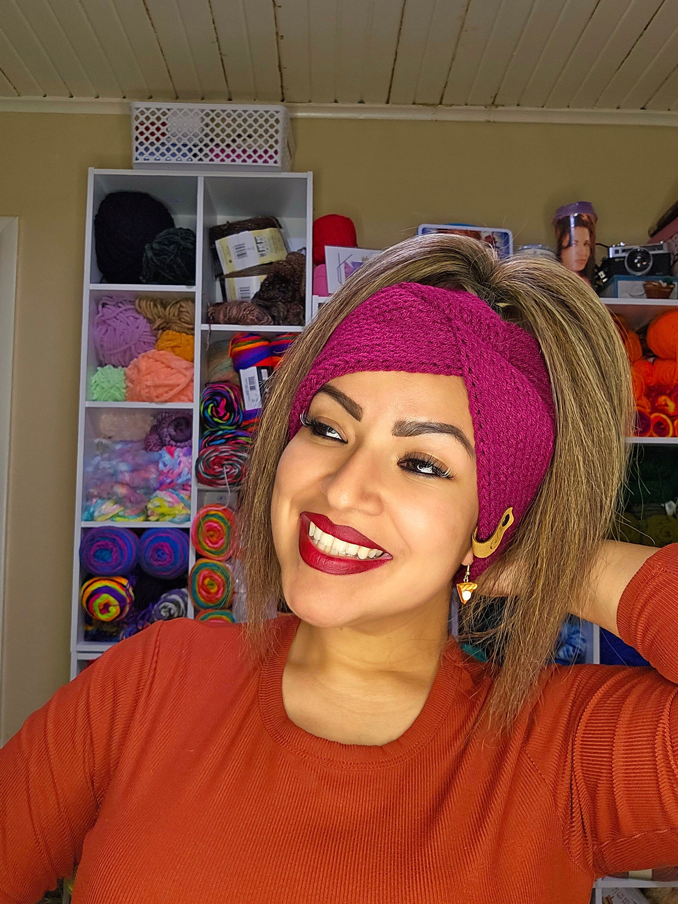 Knit Fine Wine Headband: Acrylic Ear Warmer