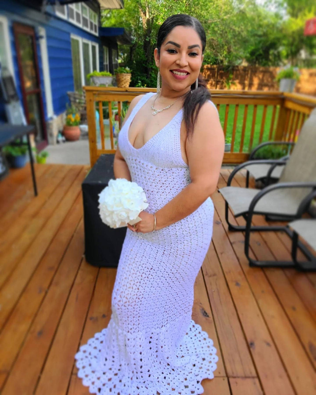 Crochet Wedding Dress with Sequin and Metallic Sparkle