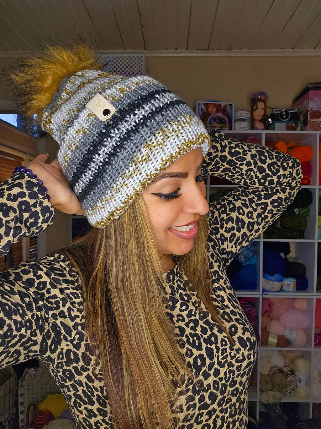 Knit Marbled Beanie: Acrylic Yarn