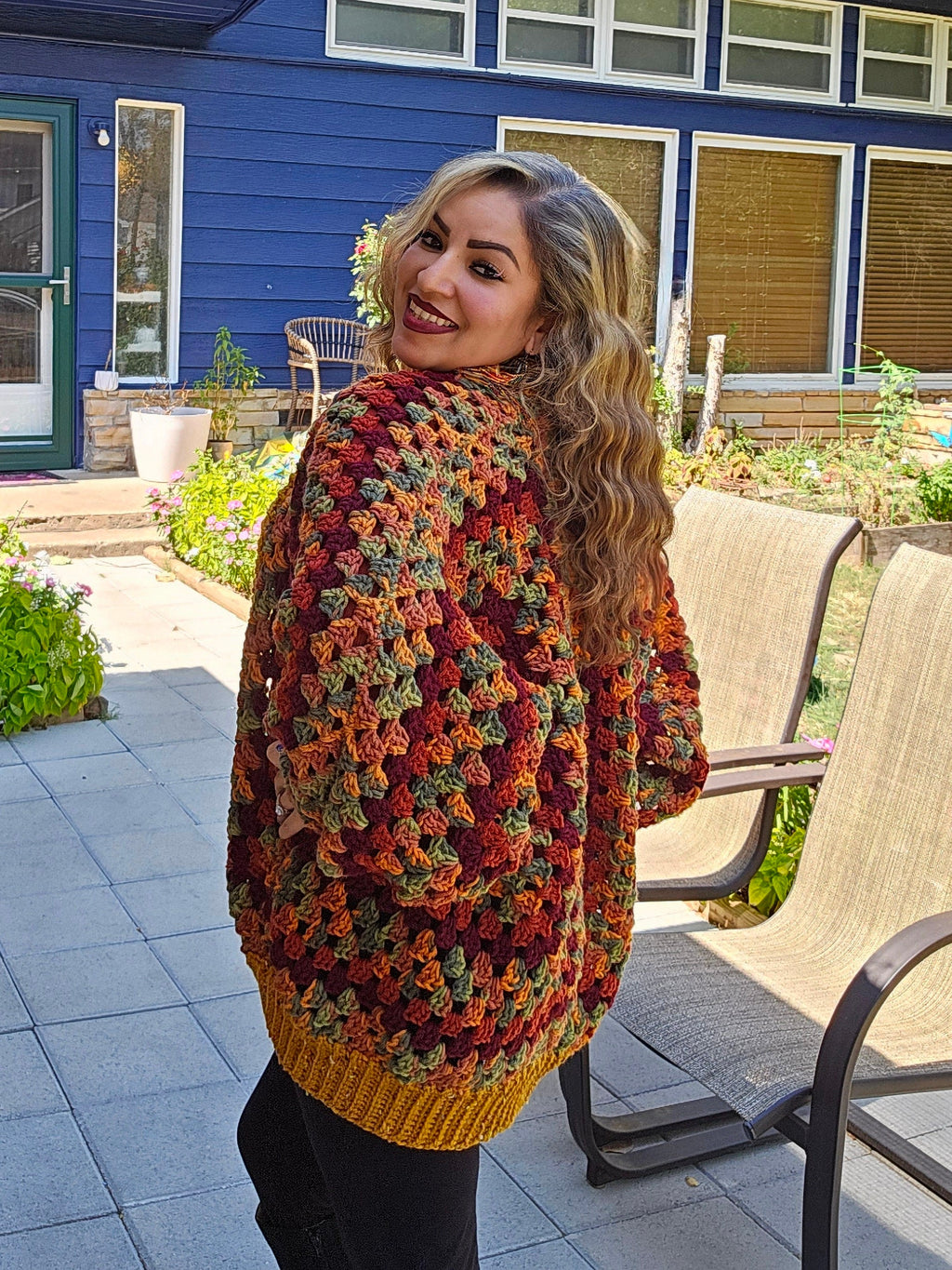 Oversized Fall Cardigan: Multi-Color Acrylic Jacket