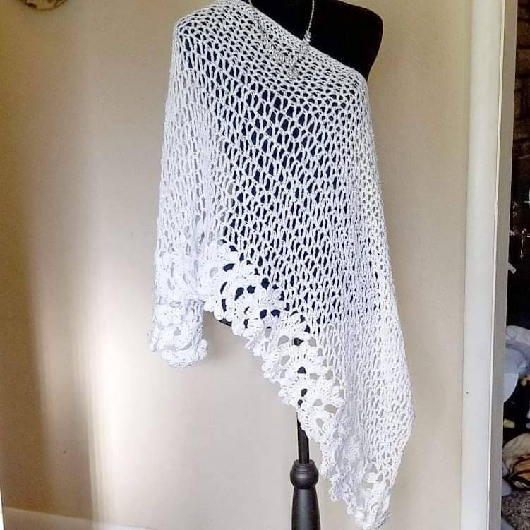 Crochet Wedding Shawl: Iridescent Sequin Sparkle Wrap