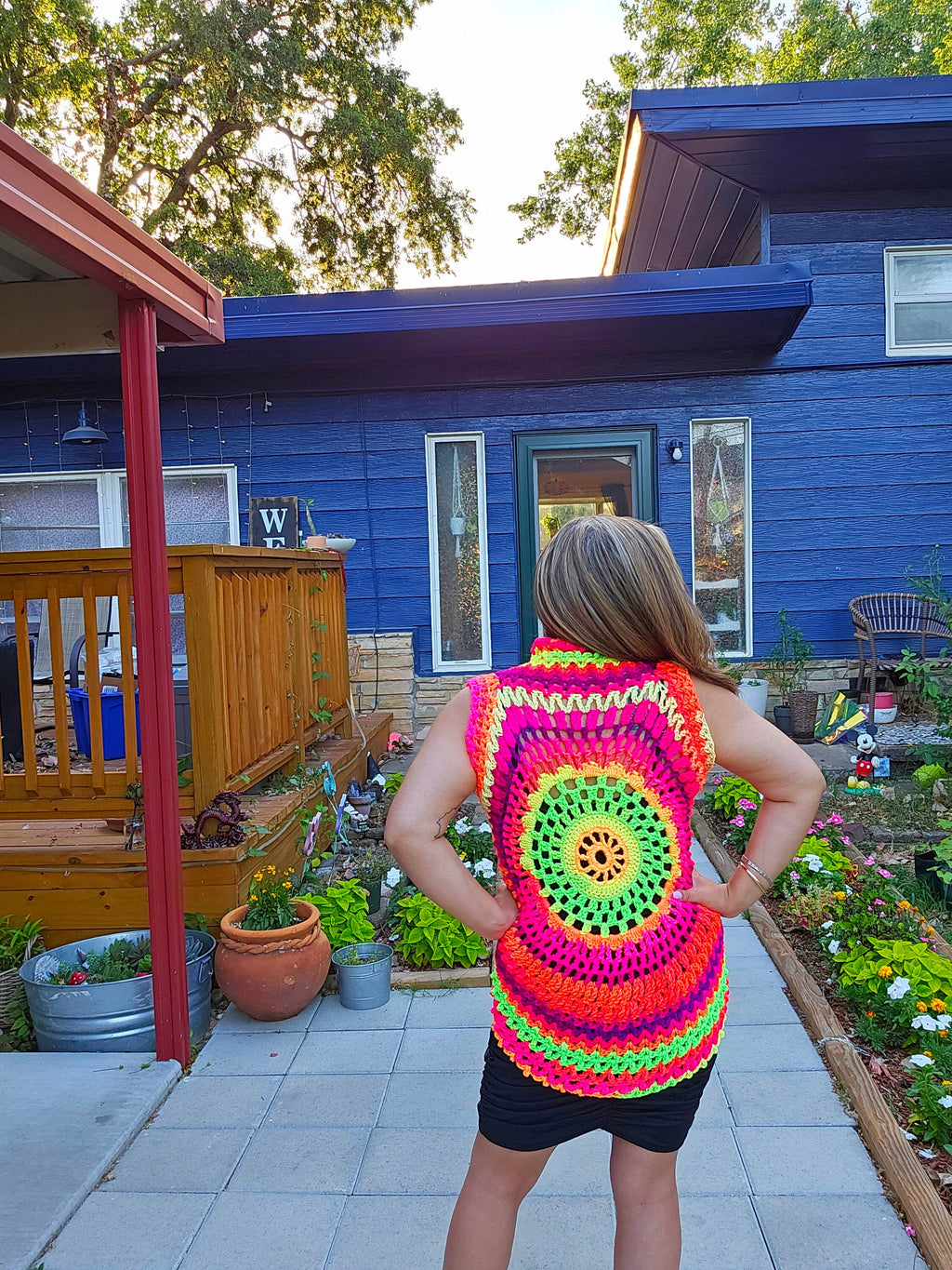Crochet Neon Boho Vest