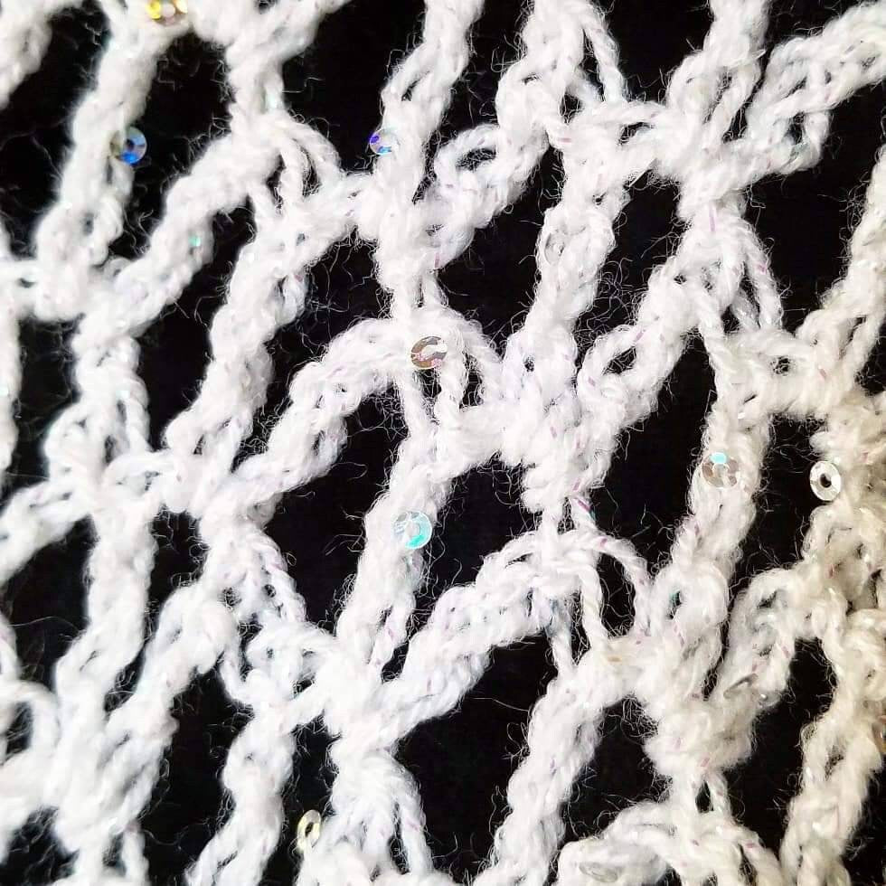 Crochet Wedding Shawl: Iridescent Sequin Sparkle Wrap