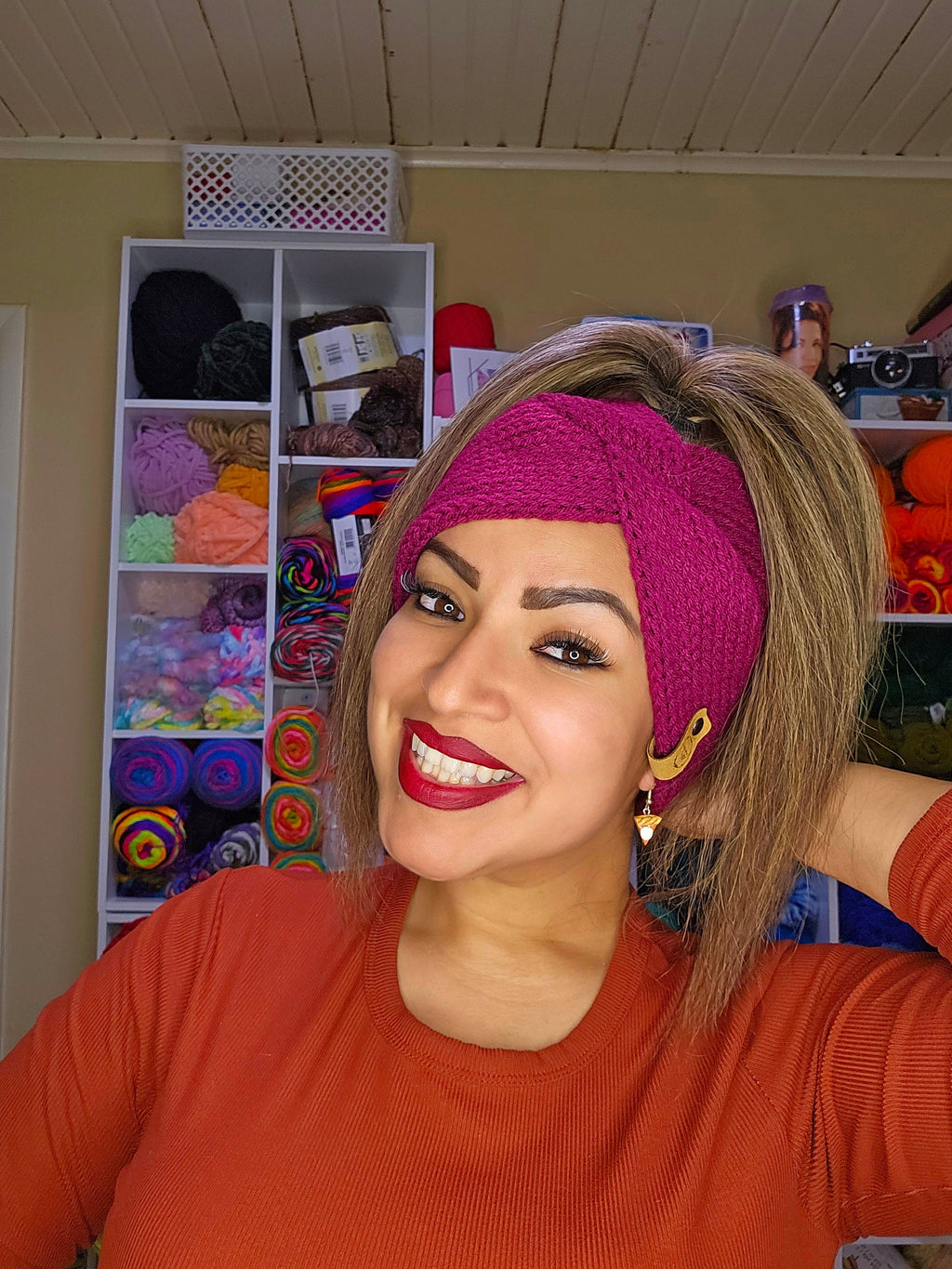 Knit Fine Wine Headband: Acrylic Ear Warmer