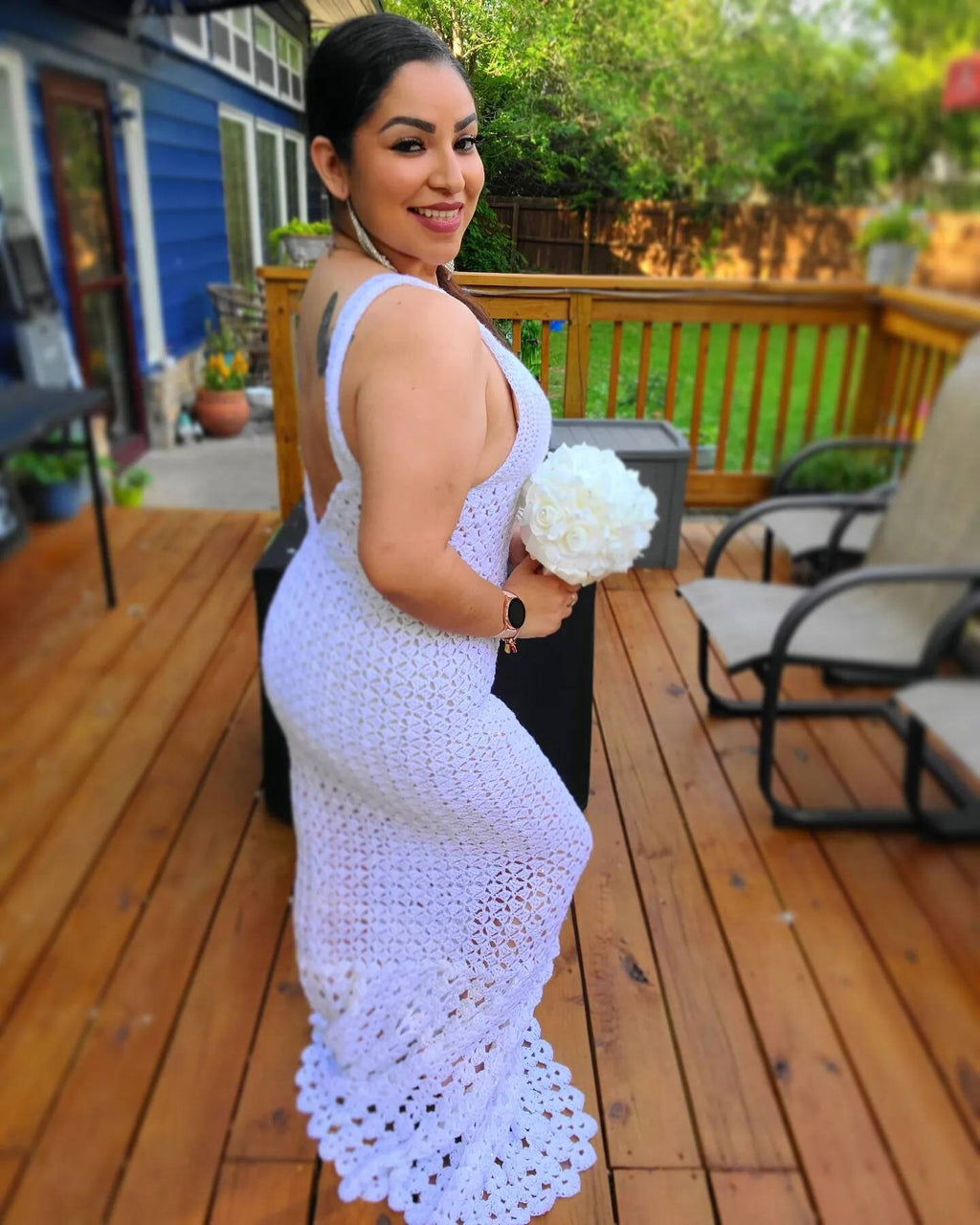 Crochet Wedding Dress with Sequin and Metallic Sparkle