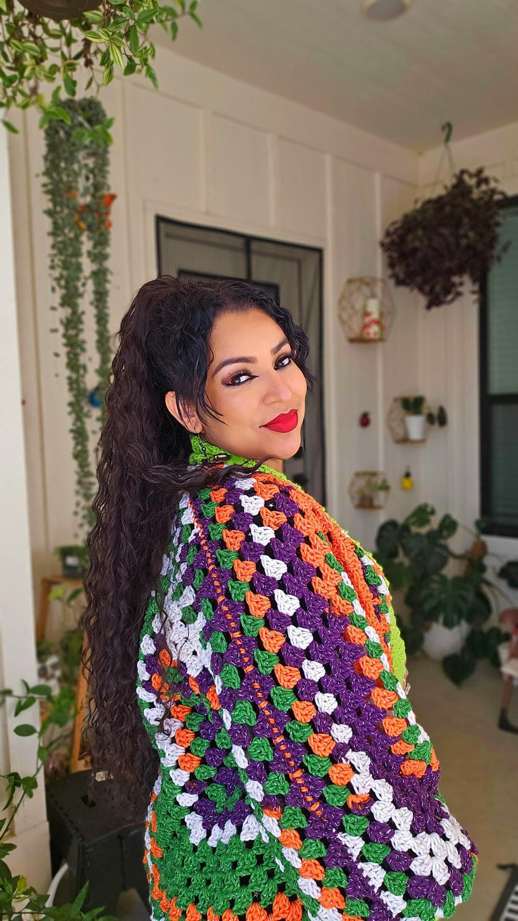 Halloween Sparkle Cardigan: Oversized Acrylic Fall Jacket