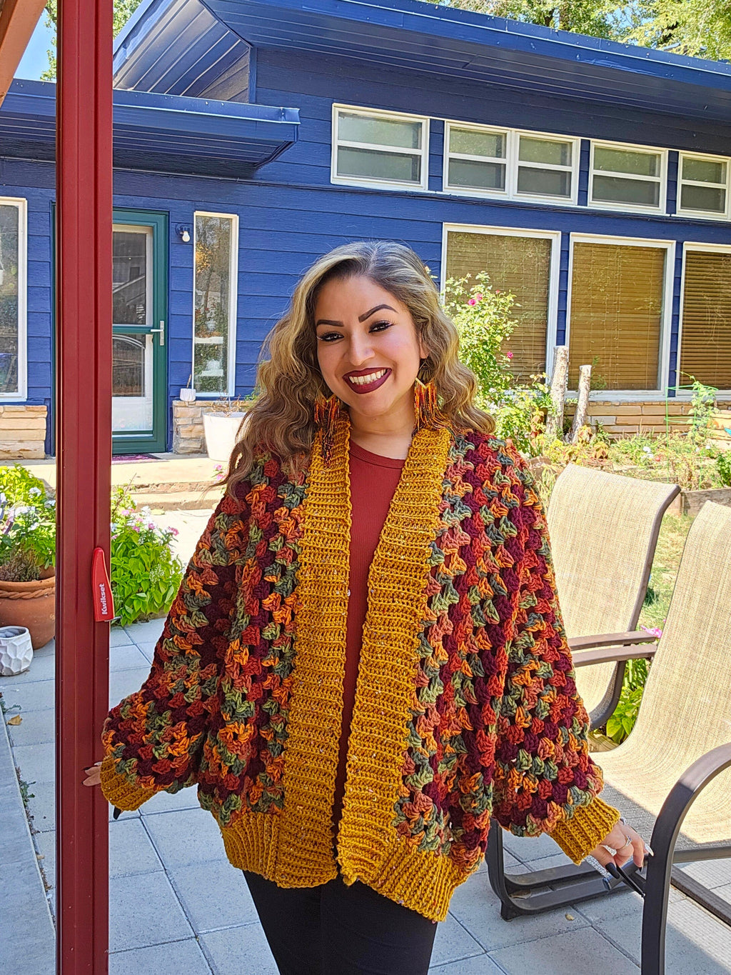Oversized Fall Cardigan: Multi-Color Acrylic Jacket