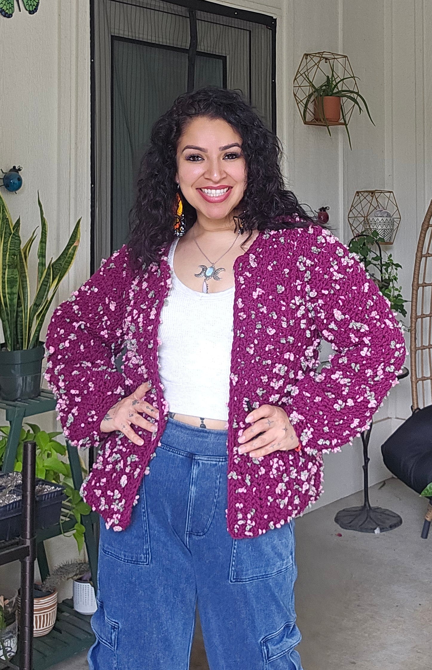 Rosy Crochet Cardigan