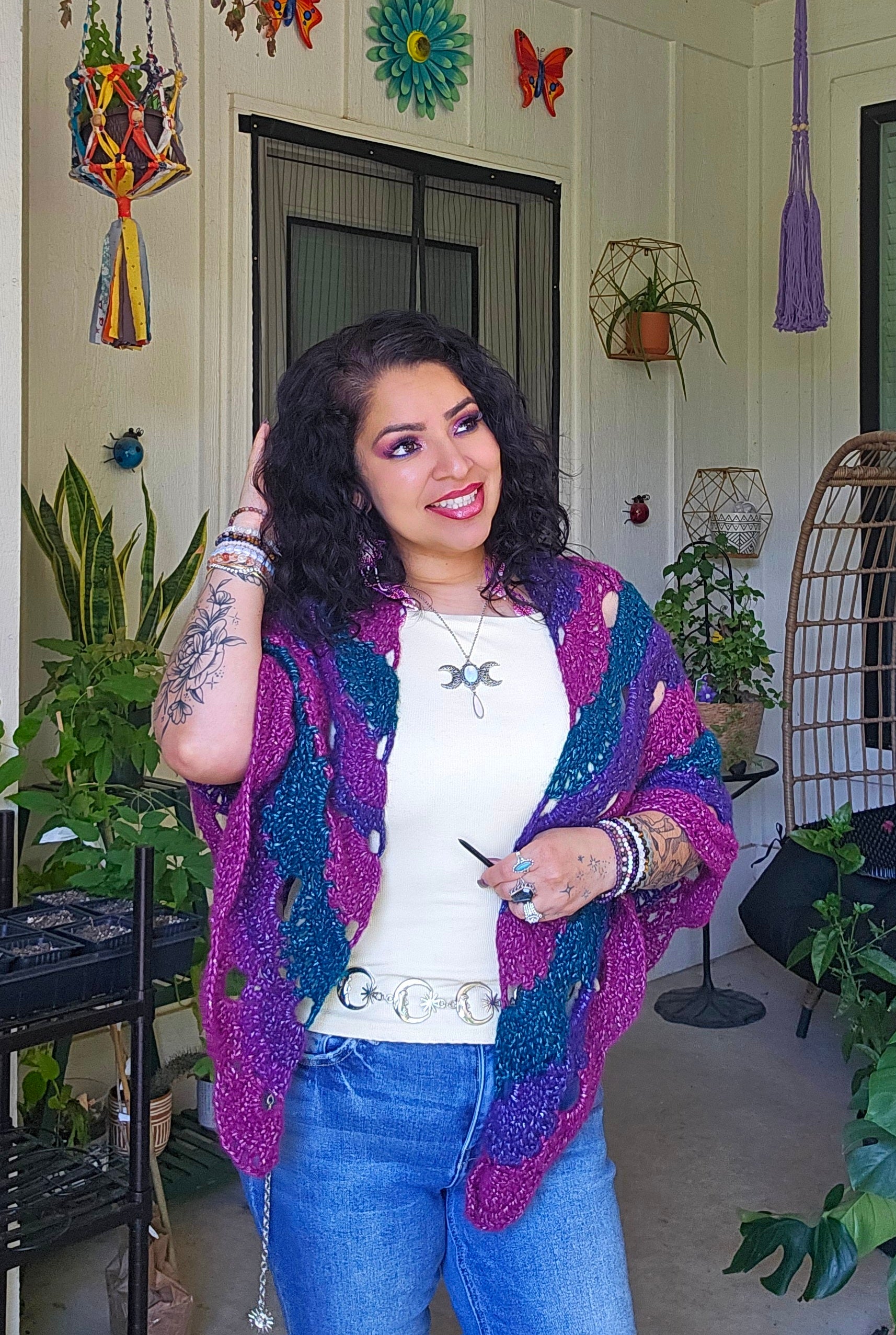 Purple Moonflower Shawl