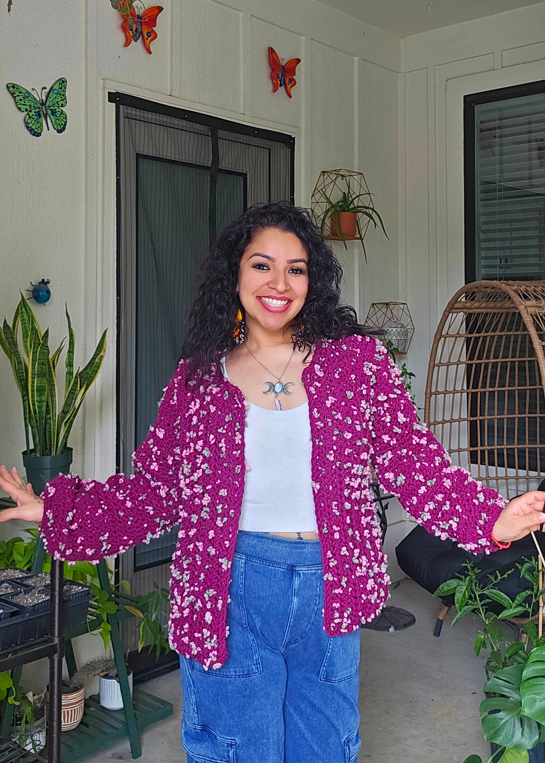 Rosy Crochet Cardigan