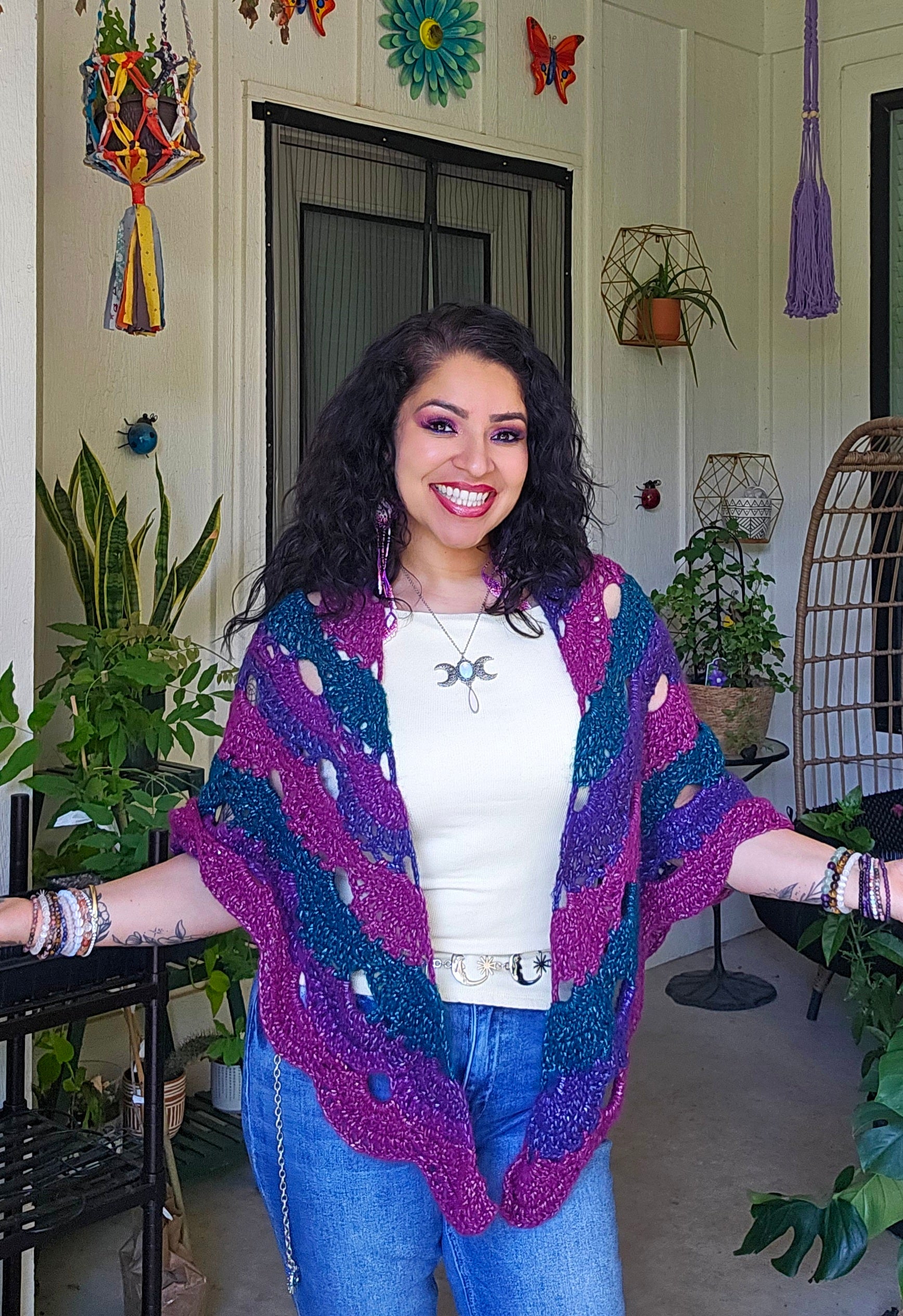 Purple Moonflower Shawl