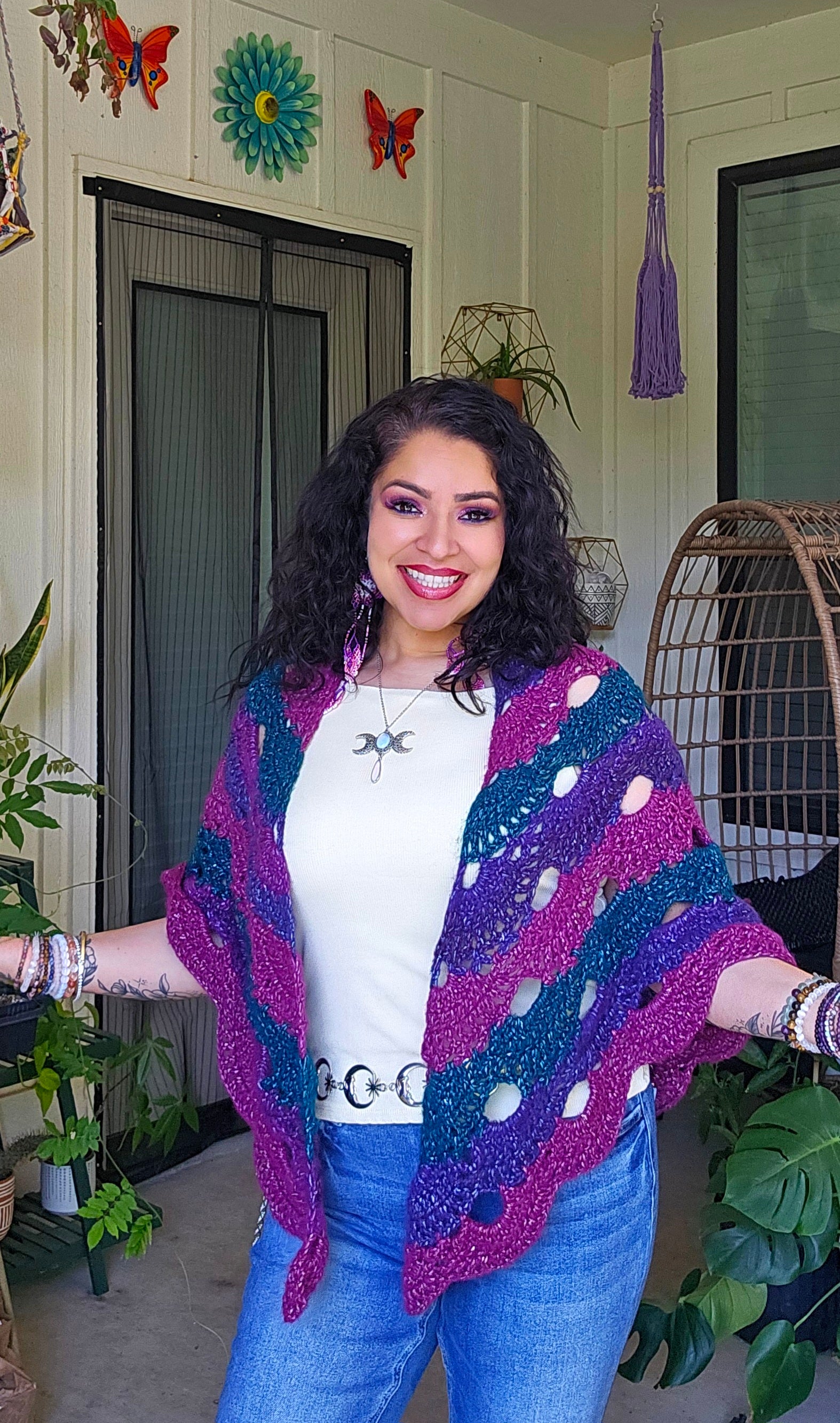 Purple Moonflower Shawl